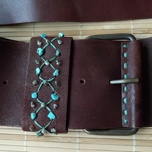 New vintage boho belt with natural turquoise